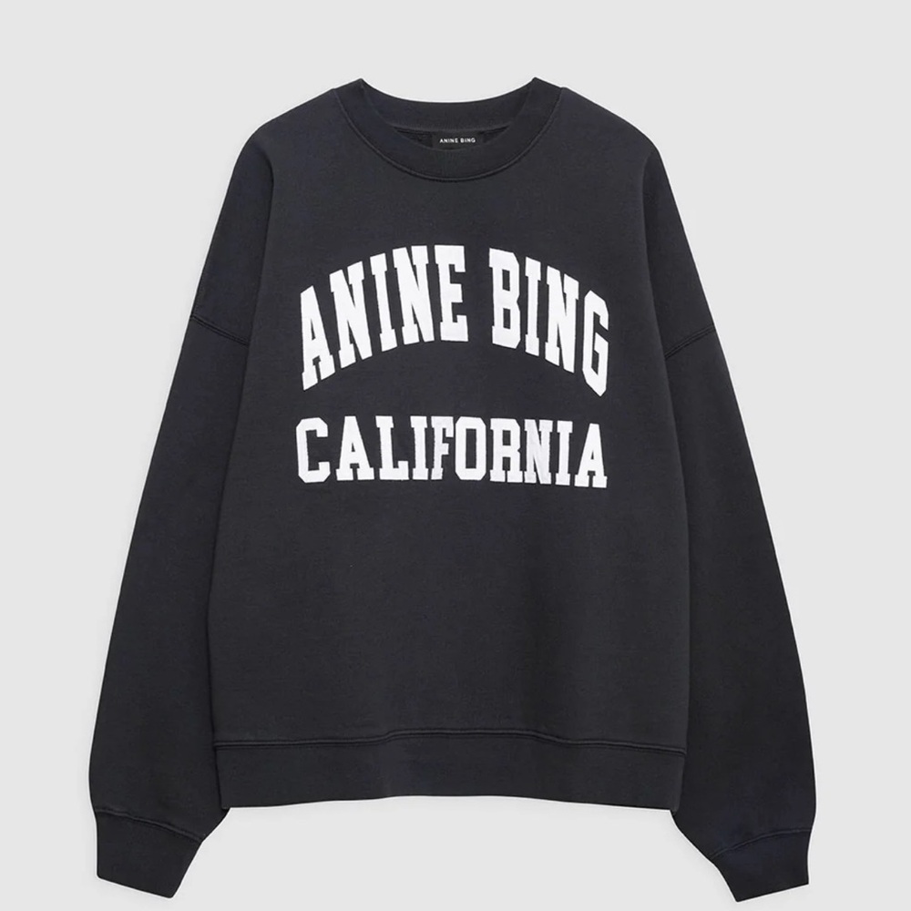 Anine Bing Charcoal Sweatshirt with White Print